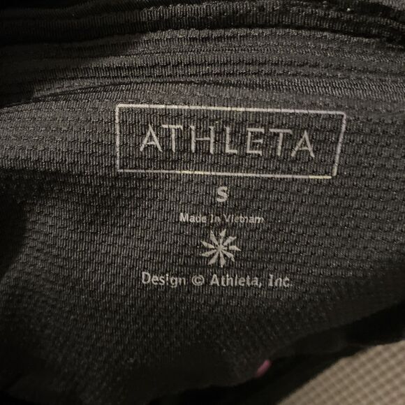 Athleta‎ 819214 Capri Workout Tights Small 13% Spandex Black Purple Stripe - Picture 5 of 6
